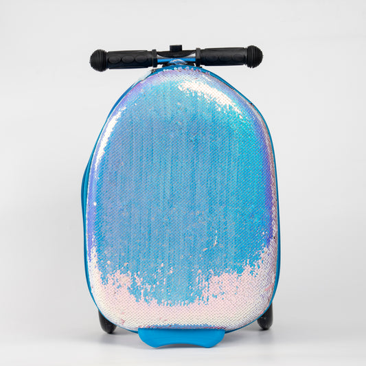 19 inch EVA scooter suitcase - Blue and pink Sequin